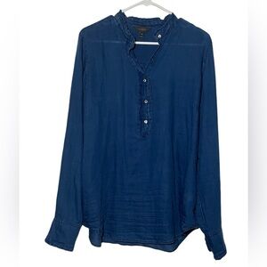 J. Crew Blue Women’s Top tunic Long Sleeve 100% Cotton Sz 14p‎